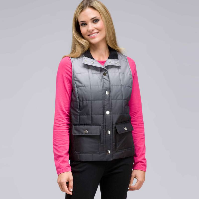 Mock Neck Quilted Vest, , large image number 0